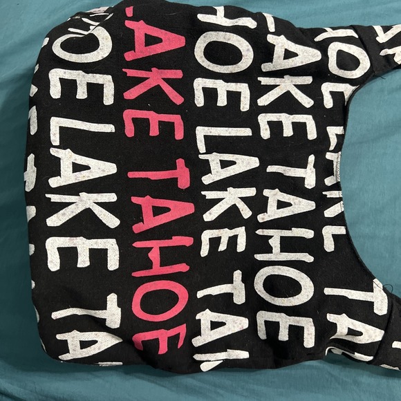 Lake Tahoe Unbranded Tote Snap Closure Crossbody Canvas Purse‎ Bag Black Pink - Picture 6 of 13